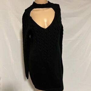 bebe Black Cable Knit Midi Dress